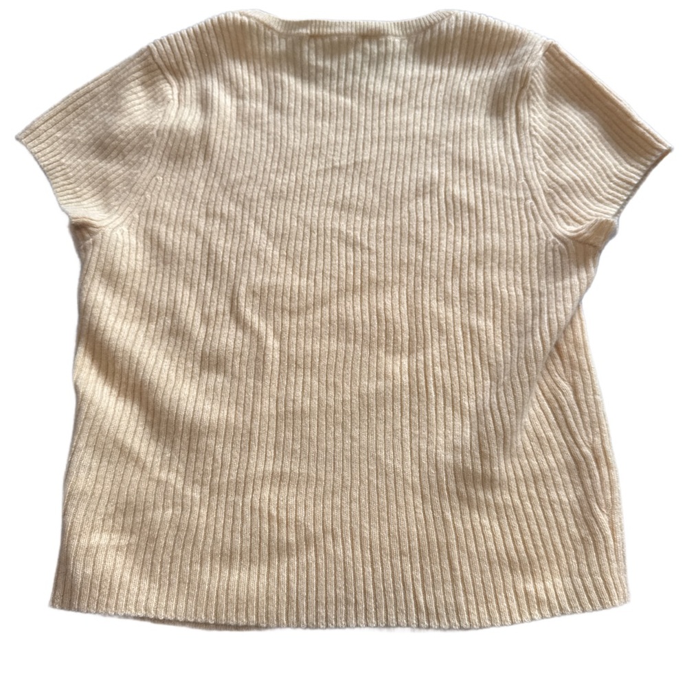 Reformation Butter Yellow Ribbed Short-Sleeve Knit Cashmere Top Small - Picture 2 of 4